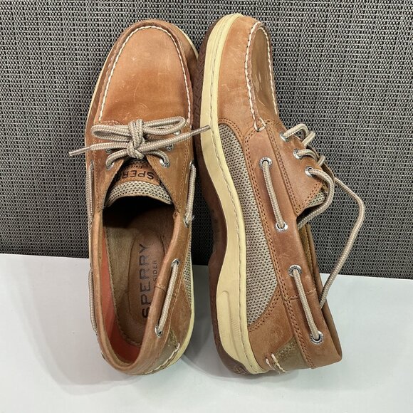 Sperry Top-Sider Mens Leather Boat Shoes 10W Brown Casual Moc Toe Non-Slip Sole - Picture 7 of 9